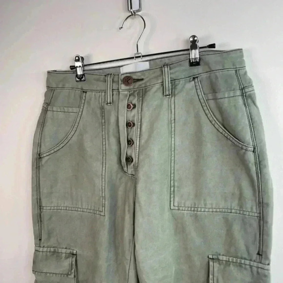 One Teaspoon Olive Straight Leg Cargo Utility Pant With Exposed Buttons - Picture 4 of 10